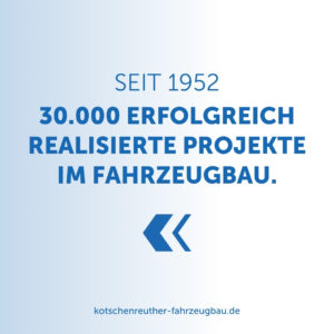 30.000 z sukcesem zrealizowane projekty z zakresu budowy pojazdów. Od 1952 - Budowa pojazdów Kotschenreuther Wallenfels